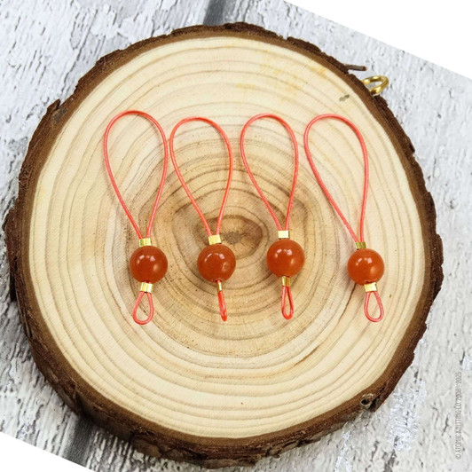 New! Red Aventurine Gemstone Looper Stitch Markers for Knitting | Motivation, Creativity, Soothing
