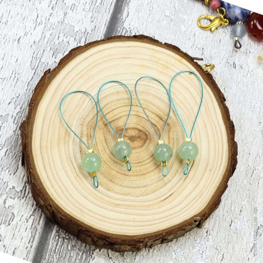 New! Green Aventurine Gemstone Looper Stitch Markers for Knitting | Motivation, Creativity, Soothing