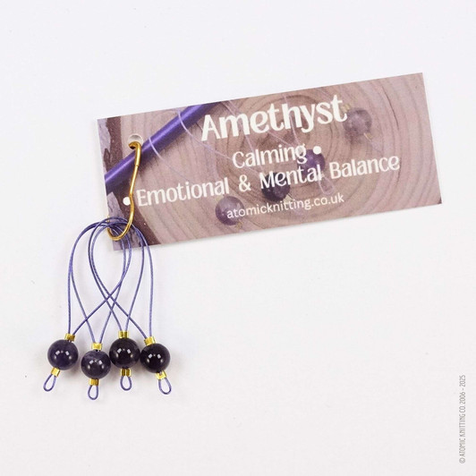 New! Purple Amethyst Gemstone Looper Stitch Markers for Knitting | Calming, Emotional & Mental Balance