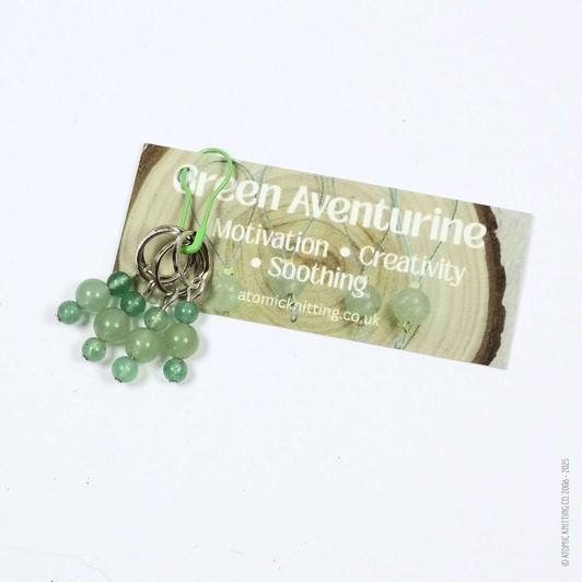 New! Green Aventurine Gemstone Stitch Marker Set of 4 | Motivation, Creativity, Soothing