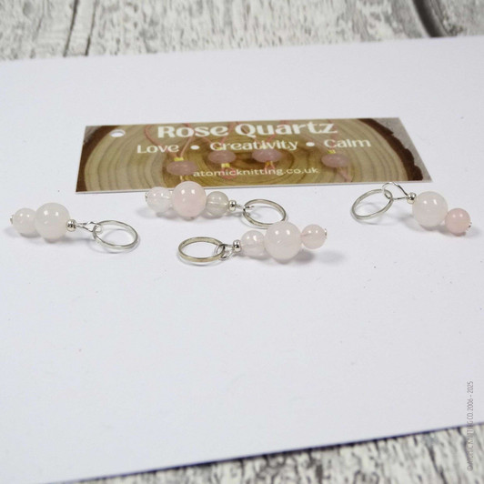 New! Rose Quartz Gemstone Stitch Markers for Knitting | Love, Creativity, Calm