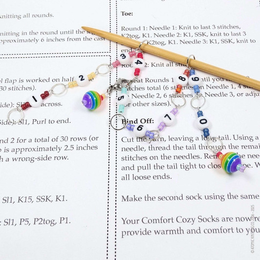 Row Counter - Rainbow Jewel - 99 Row Counter Chain for Knitting - SIZE 4mm OR 7mm