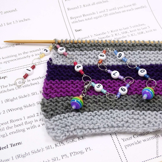 Row Counter - Rainbow Jewel - 99 Row Counter Chain for Knitting - SIZE 4mm OR 7mm