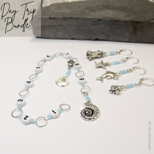 Day Trip Knitting Notions Bundle | Row Counter Chain, Stitch Markers