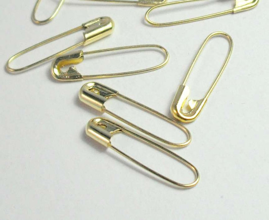Coil less French Safety Pins x 10 - Small 0.75 inch/1.9cm - GOLDEN