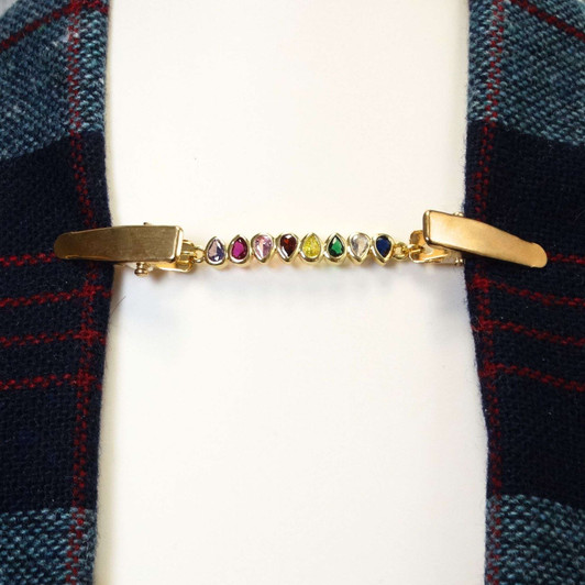 Cardigan Clip - Gold Crystal Rainbow | Sweater Fastener
