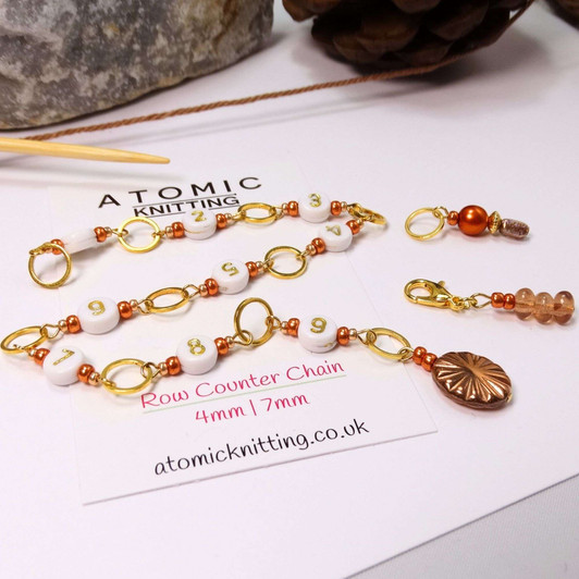 Row Counter & Stitch Markers - September - 99 Row Counter Chain for Knitting - SIZE 4mm OR 7mm