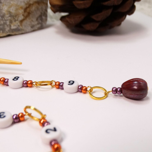 Row Counter & Stitch Markers - September Purple - 99 Row Counter Chain for Knitting - SIZE 4mm OR 7mm