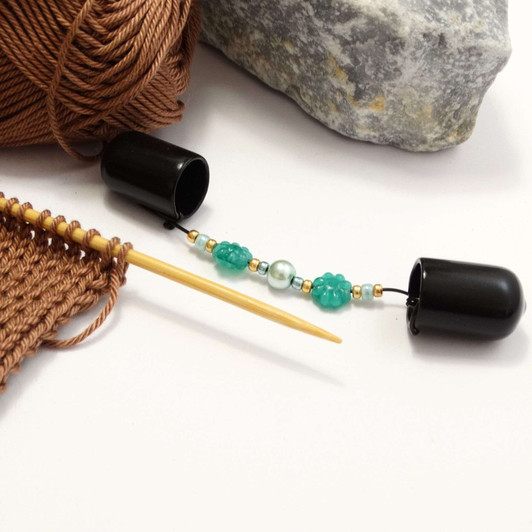 Seafoam & Teal Flower DPN Needle Keeper Holder - Choose DPN Size