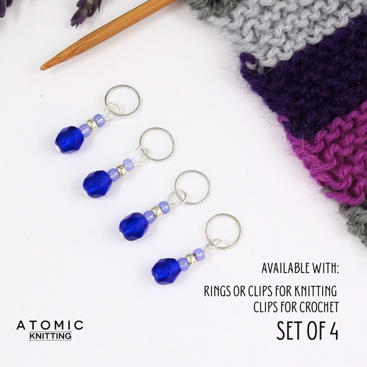 Cobalt Berry Stitch Markers - Berry Collection. handmade beaded stitch markers for knitting and crochet