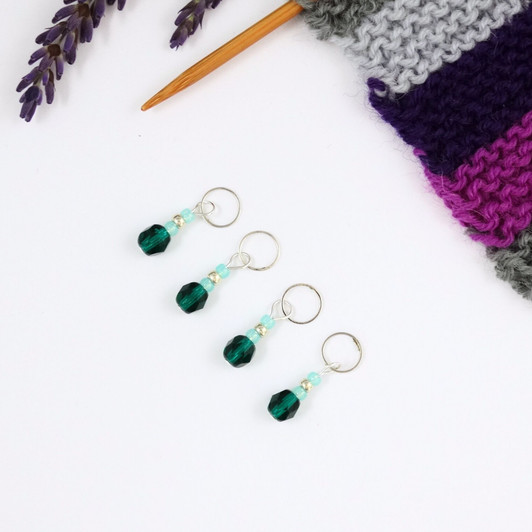 Emerald Berry Stitch Markers - Berry Collection. handmade beaded stitch markers for knitting and crochet