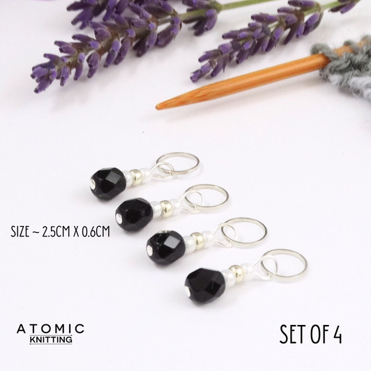 Black Berry Stitch Markers - Berry Collection. handmade beaded stitch markers for knitting and crochet