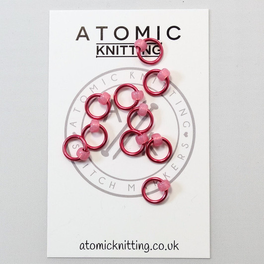 Opaque Pink Halo Stitch Markers - 4.5mm - Snag Free Stitch Markers For Knitting