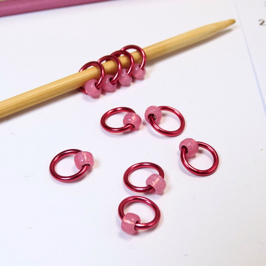 Opaque Pink Halo Stitch Markers - 4.5mm - Snag Free Stitch Markers For Knitting