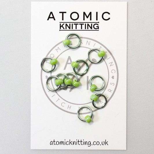 Opaque Green Halo Stitch Markers - 4.5mm - Snag Free Stitch Markers For Knitting