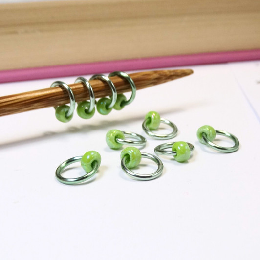 Opaque Green Halo Stitch Markers - 4.5mm - Snag Free Stitch Markers For Knitting