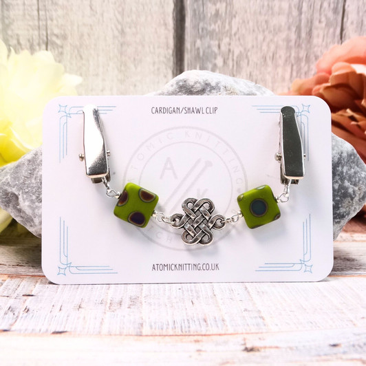 Green Sweetie Squares Cardigan Clip | Sweater Clip | Shawl Fastener | Limited Edition