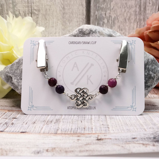Purple Lepidolite Gemstone Cardigan Clip | Sweater Clip | Shawl Fastener | Limited Edition
