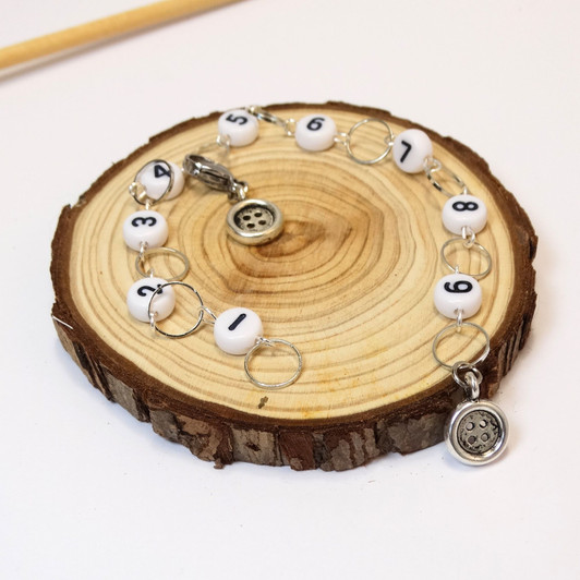 Row Counter - Silver Button 99 Row Counter Chain for Knitting- SIZE 4mm OR 7mm