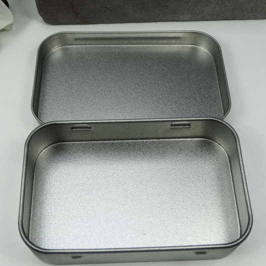 Grafting Stitch Instruction Tin Grey with Coral | 1 TIN ONLY | Deep Hinged Small Rectangular Aluminium Tin