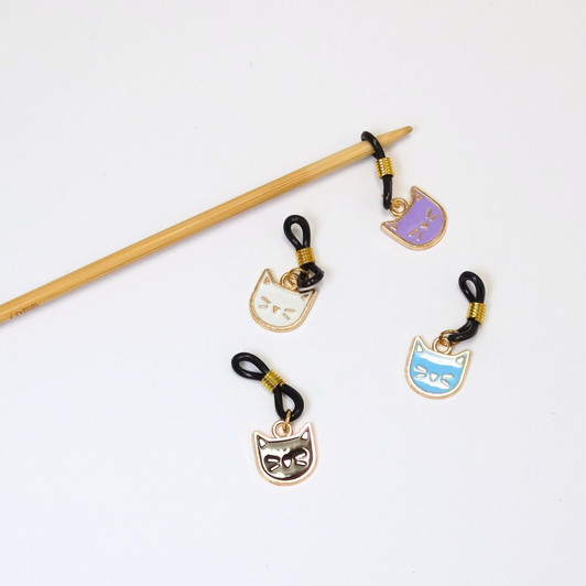 Cat Faces Knitting Needle Holder Set of 4 to fit up to 4mm needles