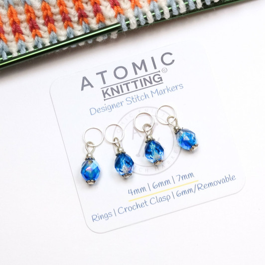 Aquamarine Lustre Stitch Markers - Set of 4