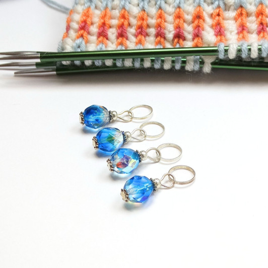 Aquamarine Lustre Stitch Markers - Set of 4