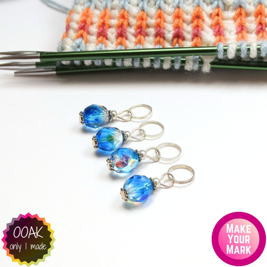 Aquamarine Lustre Stitch Markers - Set of 4