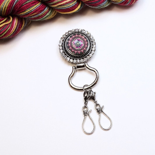 Raspberry Teal Magnetic Portuguese Knitting Pin - Detachable Double Hook