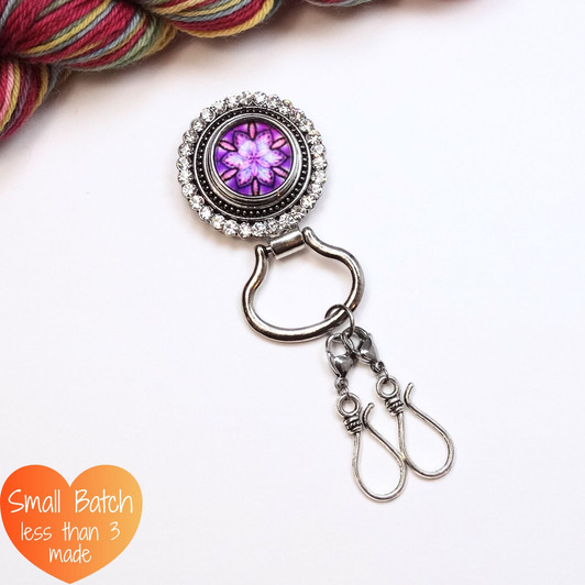Purple Star Mandala Magnetic Portuguese Knitting Pin - Detachable Double Hook