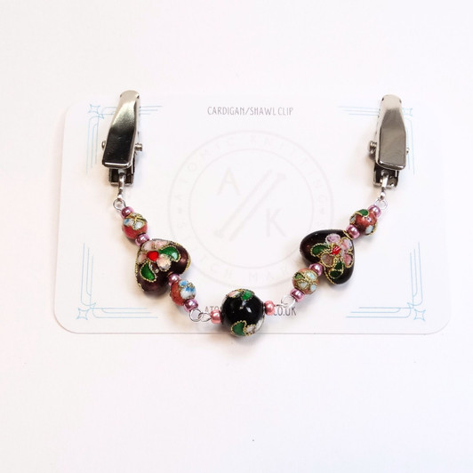 Vintage Cloisonne Cardigan Clip | Sweater Clip | Shawl Fastener | Limited Edition