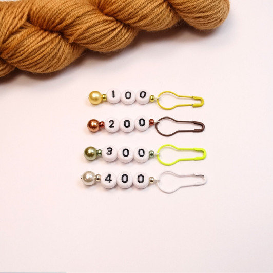 Limited Edition -  Pearl Numbered Counting Stitch Markers 100,200,300,400