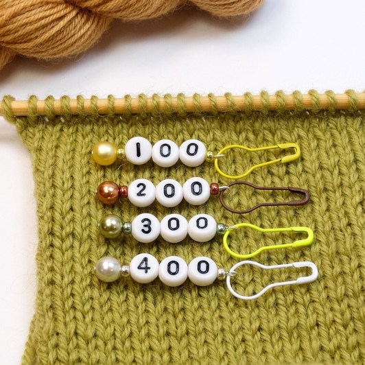 Limited Edition -  Pearl Numbered Counting Stitch Markers 100,200,300,400