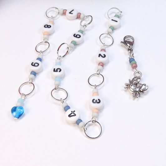 Rockpool Reverie Bundle Stitch Markers, Row Counter Chain and Knitting notions