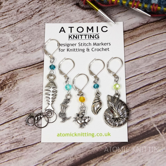 OOAK Sea Shore Stitch Marker Set - Set of 5
