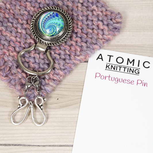Cerulean Wave Magnetic Portuguese Knitting Pin - Detachable Double Hook