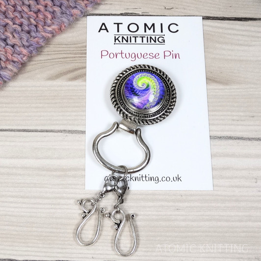 Purple Wave Magnetic Portuguese Knitting Pin - Detachable Double Hook
