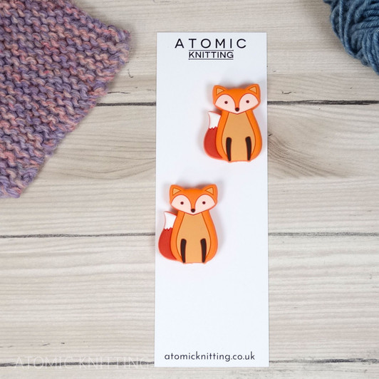 Orange Fox Needle Stoppers x2 | Point Protectors | Knitting Notions