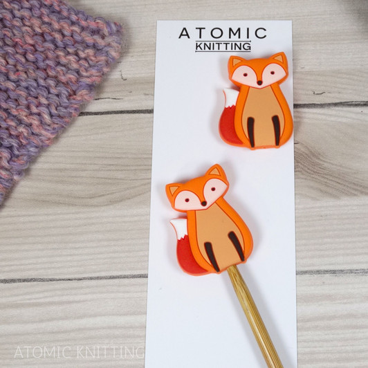 Orange Fox Needle Stoppers x2 | Point Protectors | Knitting Notions