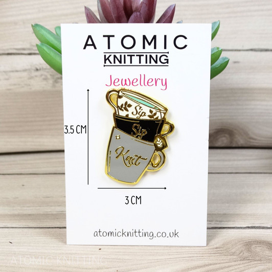 Sip Sip Knit - Teacup Enamel Pin Badge
