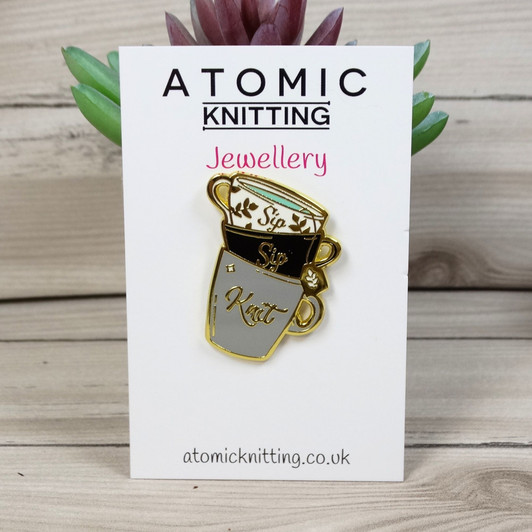 Sip Sip Knit - Teacup Enamel Pin Badge