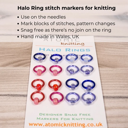 The Pink and Purple Mix Halo Stitch Markers for Knitting | Set of 16 Handmade Snag-Free Ring Markers