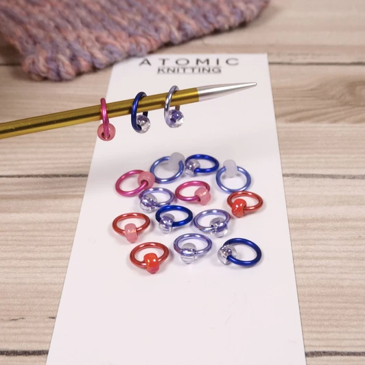 The Pink and Purple Mix Halo Stitch Markers for Knitting | Set of 16 Handmade Snag-Free Ring Markers