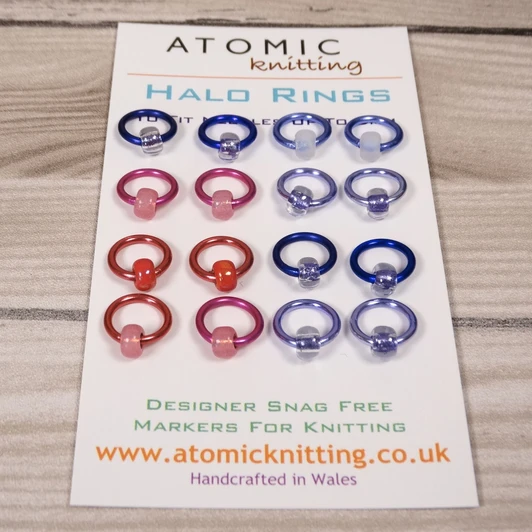 The Pink and Purple Mix Halo Stitch Markers for Knitting | Set of 16 Handmade Snag-Free Ring Markers