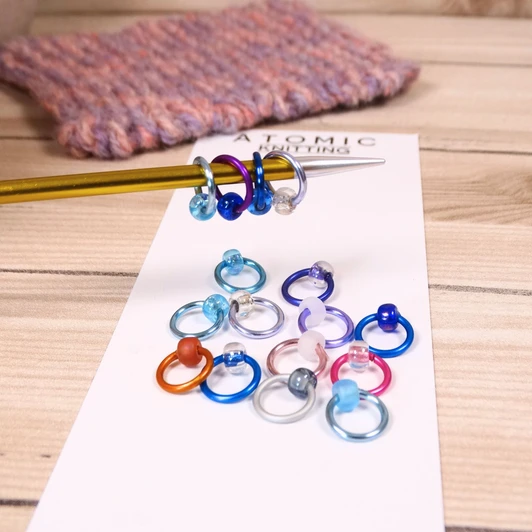August Mystery Mix Halo Stitch Markers for Knitting | Set of 16 Handmade Snag-Free Ring Markers