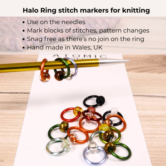 September Mystery Mix Halo Stitch Markers for Knitting | Set of 16 Handmade Snag-Free Ring Markers