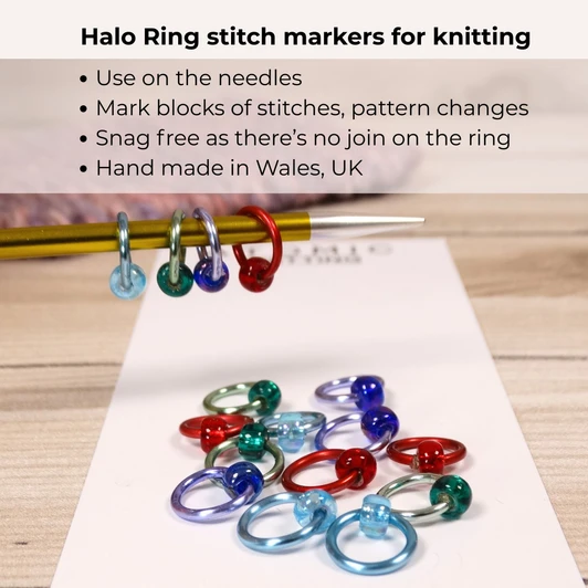 Studio Mix Halo Stitch Markers for Knitting | Set of 16 Handmade Snag-Free Ring Markers