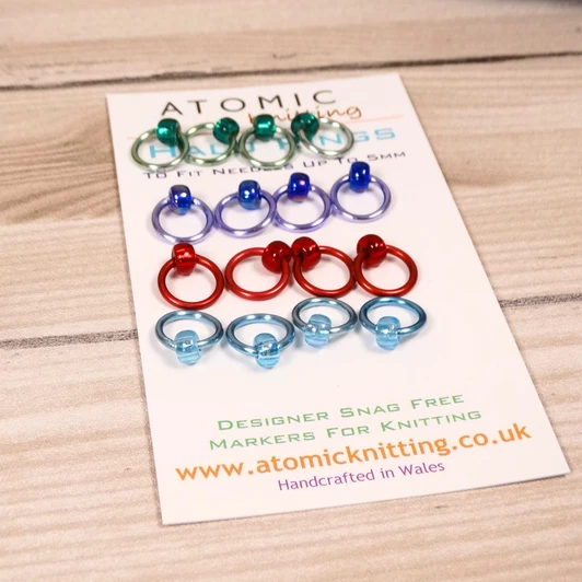 Studio Mix Halo Stitch Markers for Knitting | Set of 16 Handmade Snag-Free Ring Markers
