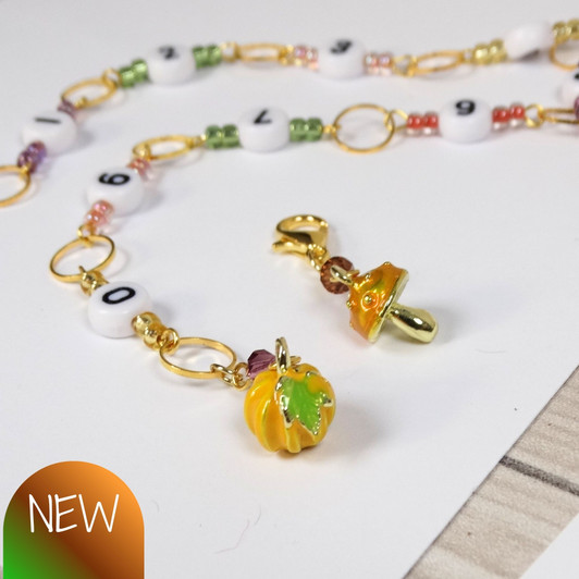 Pumpkin & Toadstool Row Counter Chain