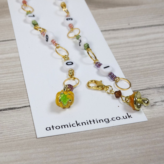 Pumpkin & Toadstool Row Counter Chain